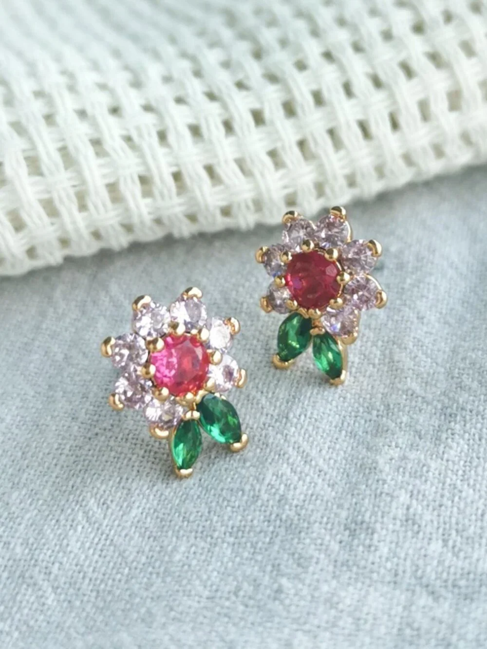 Kate Spade new bloom flower Gold Stud Earrings - Multi Color